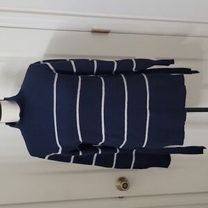 Rebecca Taylor Size Unknown Blue White Striped Turtleneck Sweater w/ Side Ties